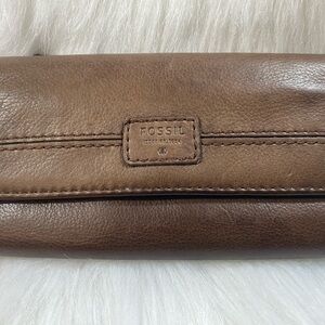 Fossil Brown leather trifold wallet